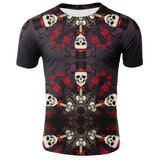 2019 Men T Shirts Voodoo Design Short Sleeve Casual 3D Tops Hipster Flower Skull T-shirt for men