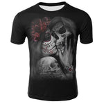 2019 Men T Shirts Voodoo Design Short Sleeve Casual 3D Tops Hipster Flower Skull T-shirt for men